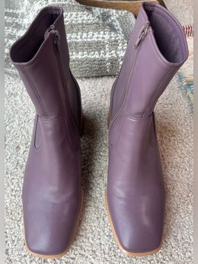 Jeffrey Campbell Square-Toe Purple Ankle Boots | Size US 7.5 | Anthropologie